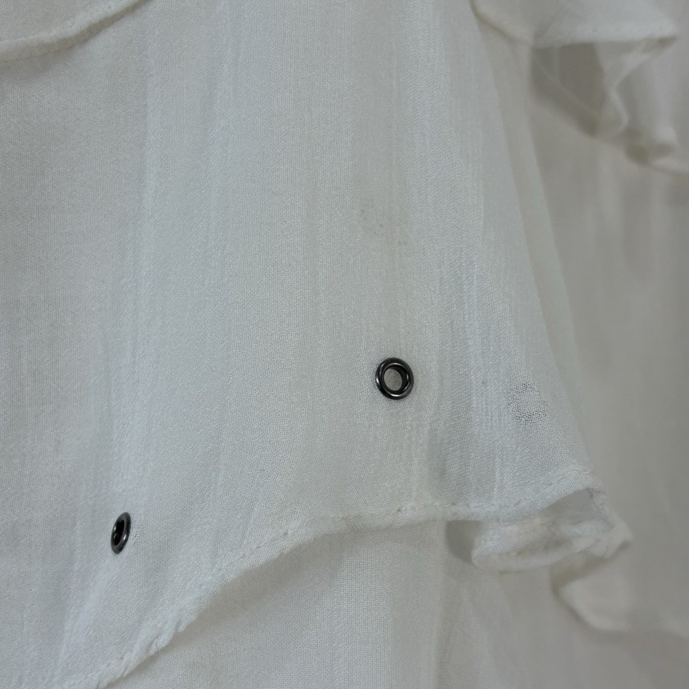 Zara Trafaluc Ivory One Shoulder Tiered Asymmetrical Metal Embellishment Dress S - Picture 4 of 12
